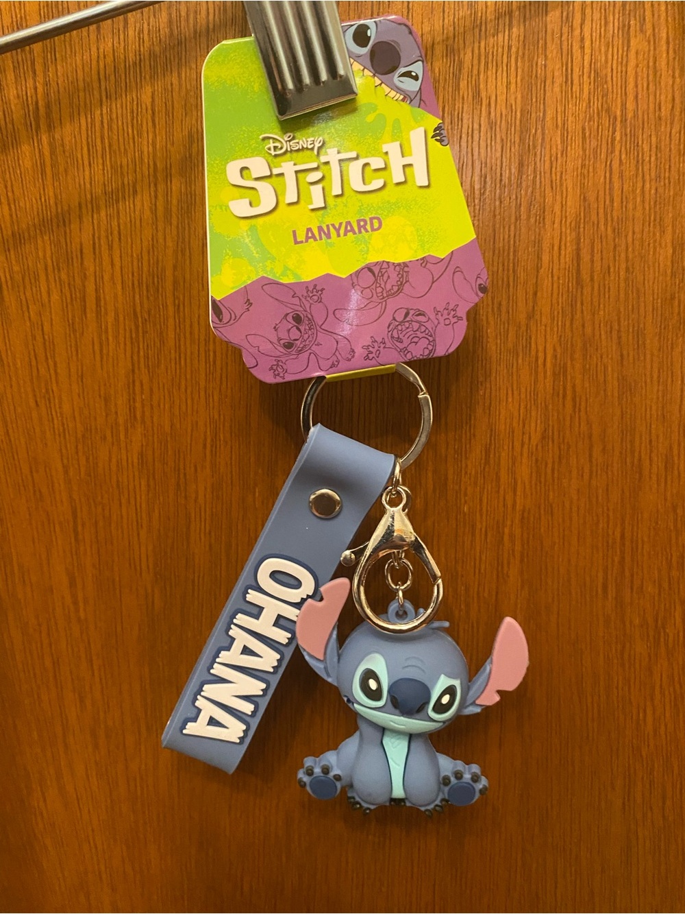 Disney Stitch "Ohana" Blue Lanyard Keychain